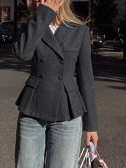 Double-Breasted Peplum Blazer
