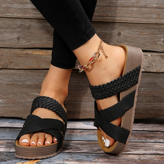 Braided Strap Platform Sandals