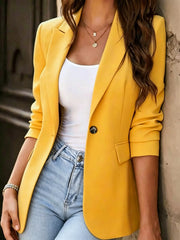 Full Size Single-Breasted Lapel Collar Blazer Plus Size