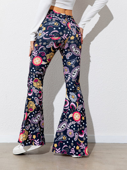 High Waist Floral Flare Leg Pants