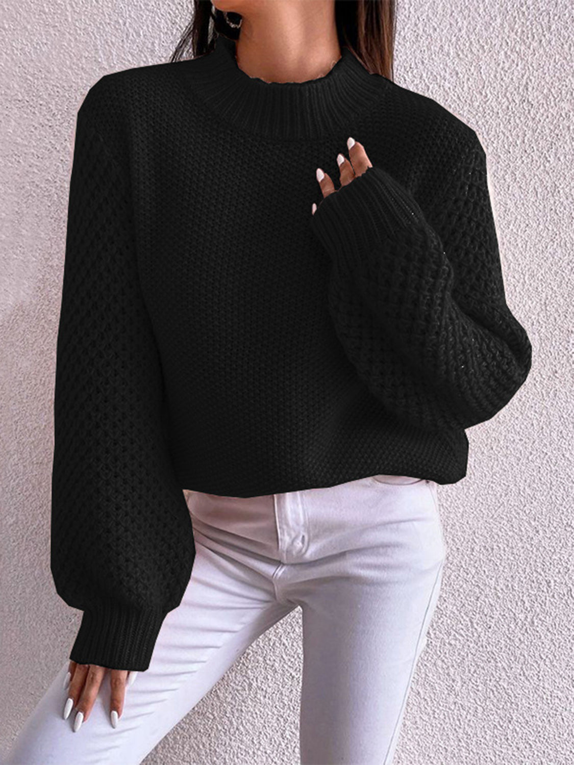 Mock Neck Long Sleeve Sweater