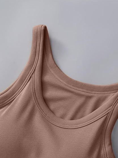 Round Neck Tank Top with Built-In Bra