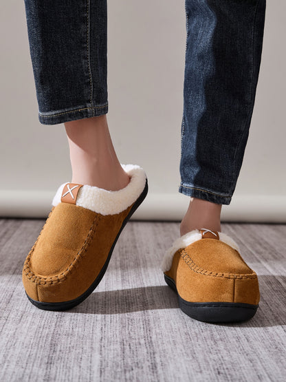 Contrast Round Toe Flat Slippers