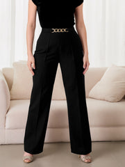 Plus Size Chain-Belted Wide-Leg Pants