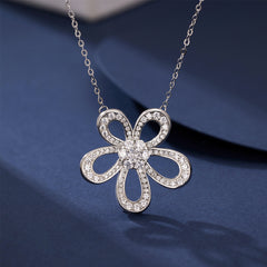 925 Sterling Silver Flower Pendant Necklace