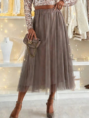 Tulle A-Line Midi Skirt