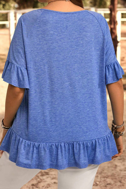 Plus Size Ruffle Hem Flowy Blouse