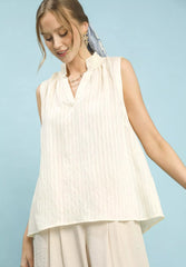 Umgee Sleeveless Notch Neck Top