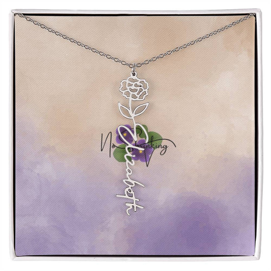 Flower Name Necklace With Special Flower Design For Each Month