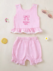 Children's Ruffled Hem Tank & Shorts Set