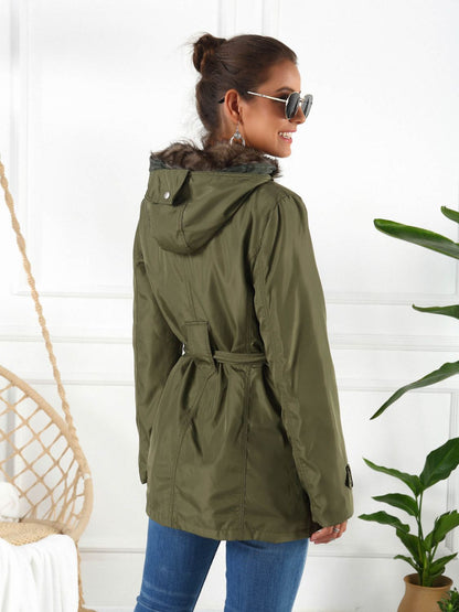 Women's Ivy Lane Full Size Hooded Jacket with Detachable Liner (Three-Way Wear)