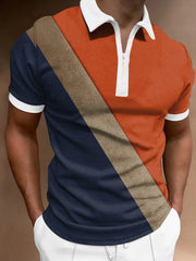 Men's Color Block Polo Shirt