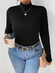 Plus Size Long Sleeve Fitted Turtleneck