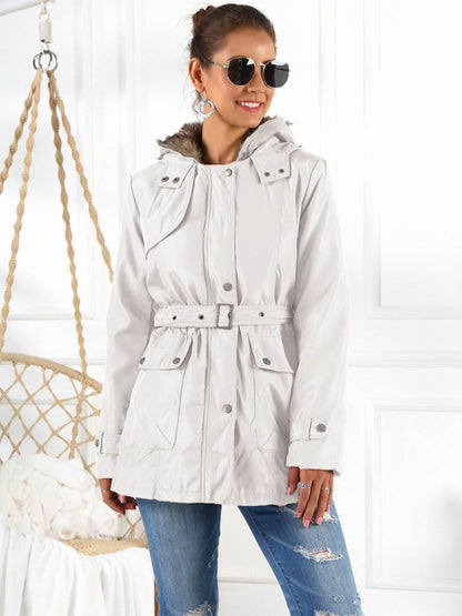 Women's Ivy Lane Full Size Hooded Jacket with Detachable Liner (Three-Way Wear)