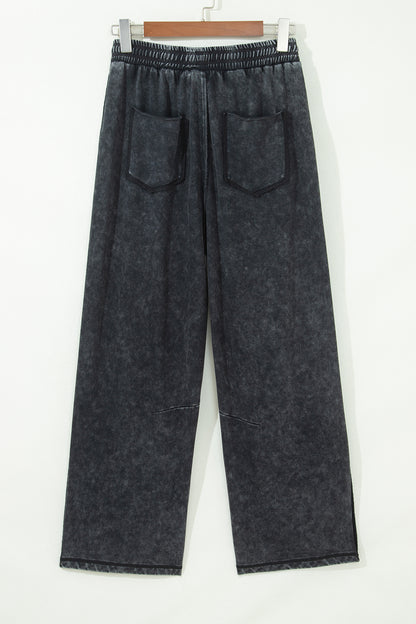 Mineral Wash Raw Seam Drawstring Barrel Pants