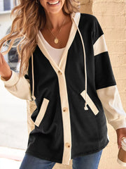 Button-Down Color Block Hoodie