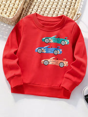 Children's Colorful Car Crew Neck Sweatshirt
