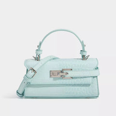 Crocodile Embossed Top Handle Crossbody Bag