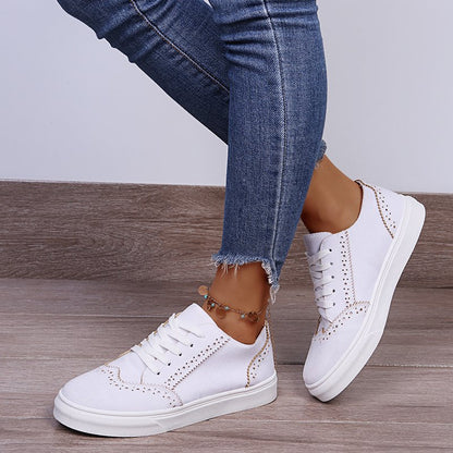 Women's Lace-Up Suedette Flat Sneakers