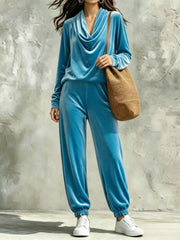 Cowl Neck Top and Joggers Set