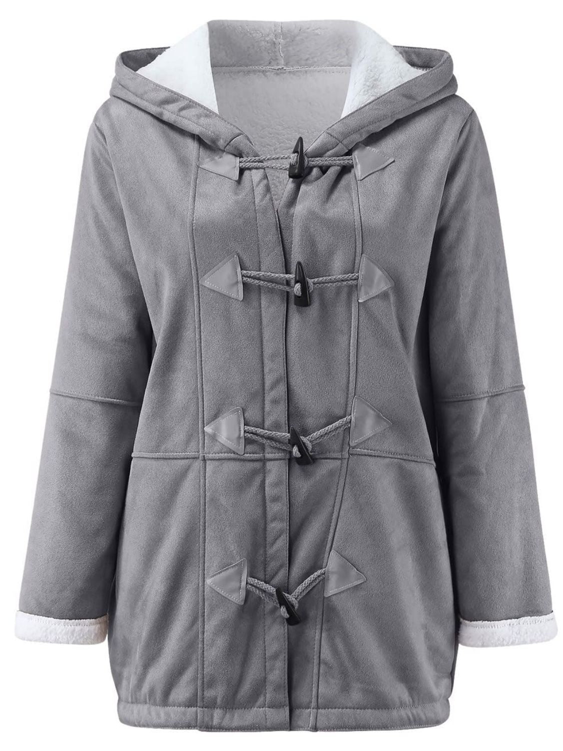 Pocketed Long Sleeve Hooded Toggle Jacket