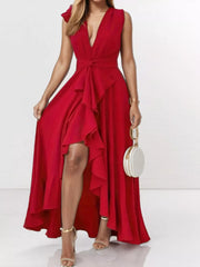 Ruffled High-Low Maxi Dress
