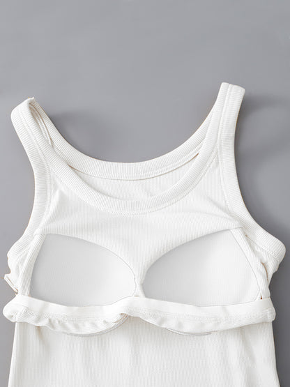 Round Neck Tank Top with Built-In Bra