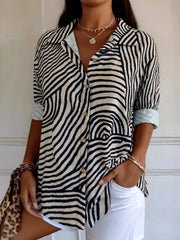 Plus Size Abstract Zebra Print Shirt