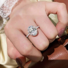 2 Carat Moissanite 925 Sterling Silver Oval Ring