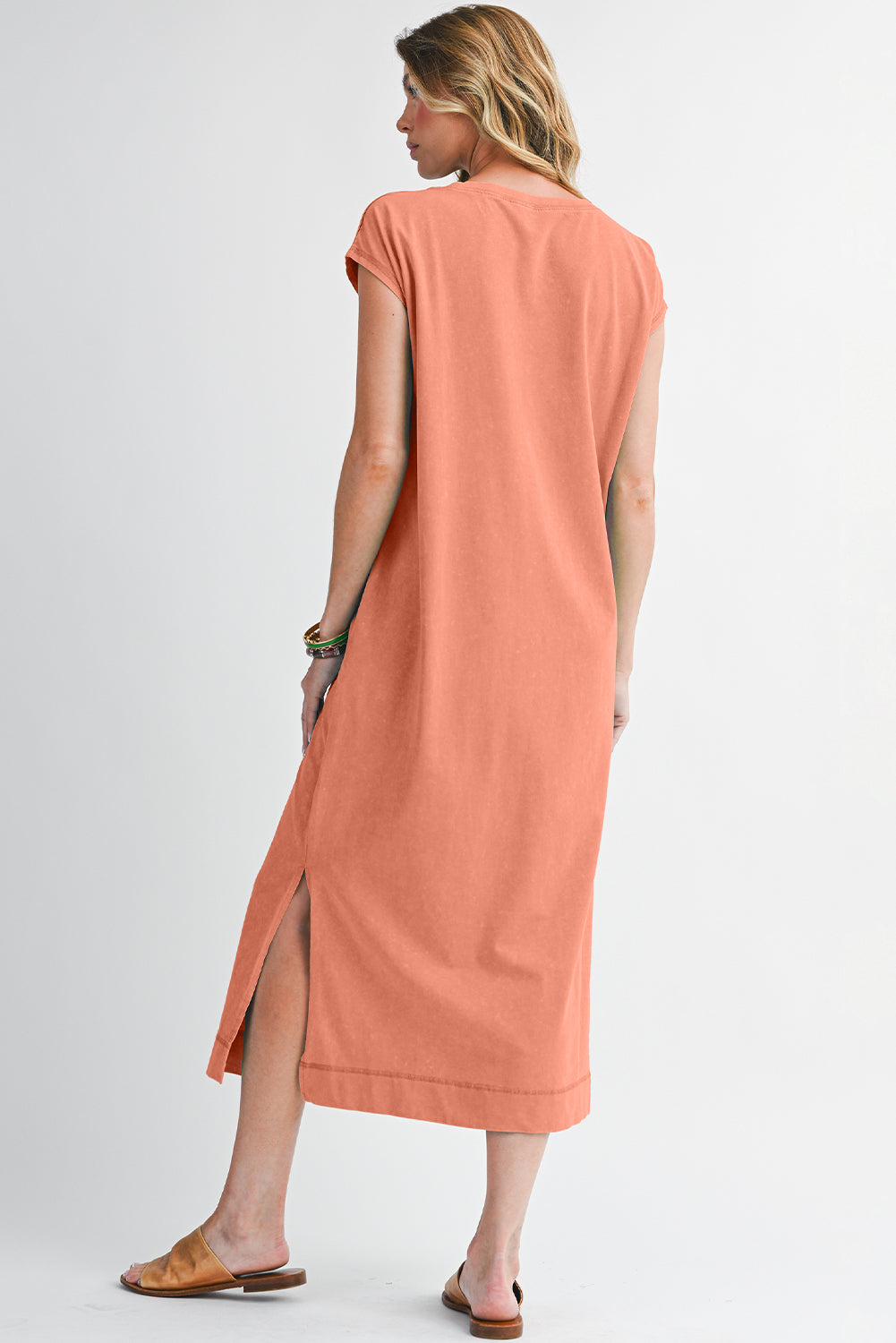 Mineral Wash Pocketed T-shirt Dress