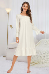 Flounce Sleeve Ruffle Hem Nightgown
