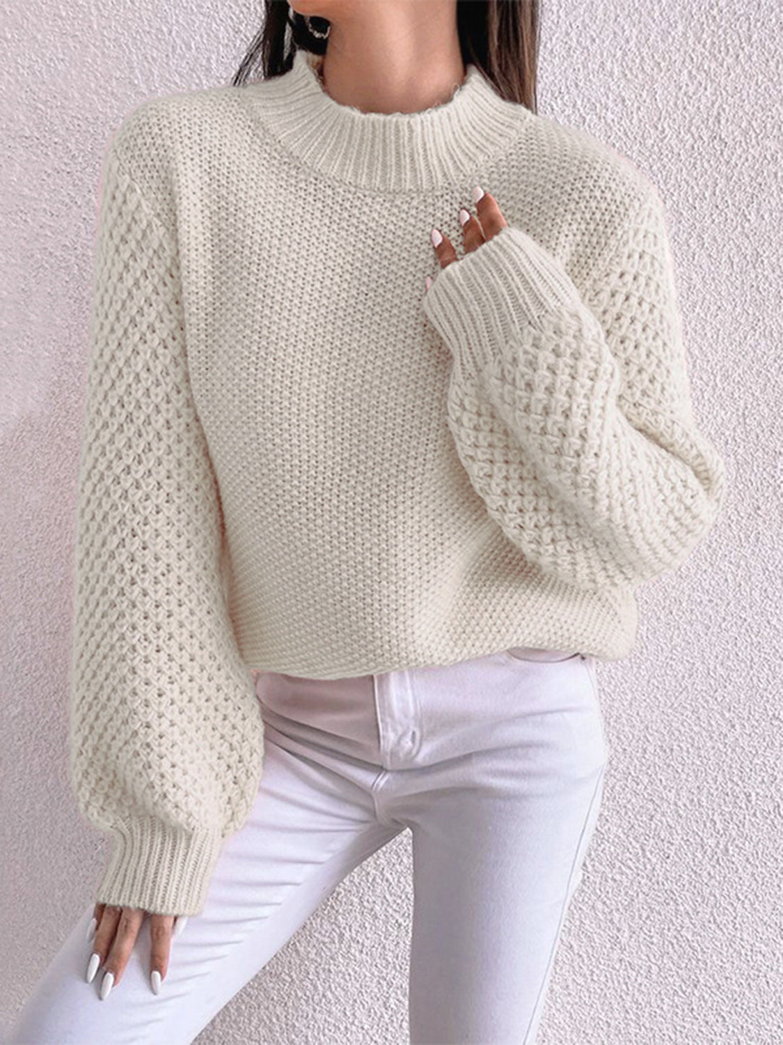 Mock Neck Long Sleeve Sweater