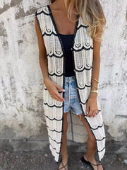 Sleeveless Crochet Longline Cardigan