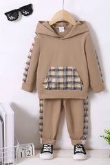 Children's Plaid Hoodie and Pants Set