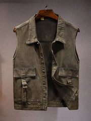 Men's Vintage Washed Denim Vest