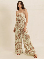 Wide Leg Jumpsuit with Tie Straps