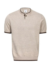 Men's Short Sleeve Collar Knit Top with Contrast Trim