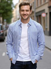 Men's Cotton-Blend Plaid Short Sleeve Shirt