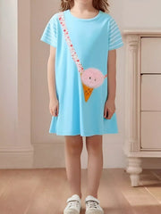 Children's Ice Cream Applique Casual Dress