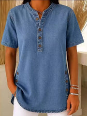 Button Detail Short Sleeve Blouse