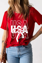 Patriotic USA Bow Graphic T-Shirt