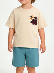 Children's Dinosaur Round Neck Tee and Shorts Set