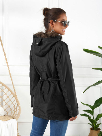 Women's Ivy Lane Full Size Hooded Jacket with Detachable Liner (Three-Way Wear)