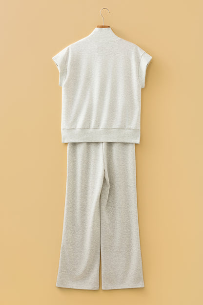 Half Zip Polo Tee Casual Pant Set