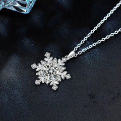 1 Carat Moissanite 925 Sterling Silver Snowflake Pendant Necklace