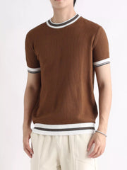 Men's Plus Size Contrast Trim Shorts Sleeve T-Shirt