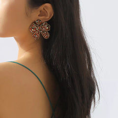 Beaded Bowknot Christmas Earrings