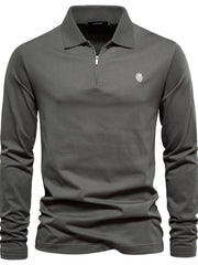 Men's Zip Collar Long Sleeve Polo