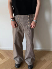 Men's Button-Detailed Wide Leg Pants