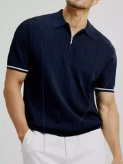 Men's Cotton Zip-Up Polo Shirt